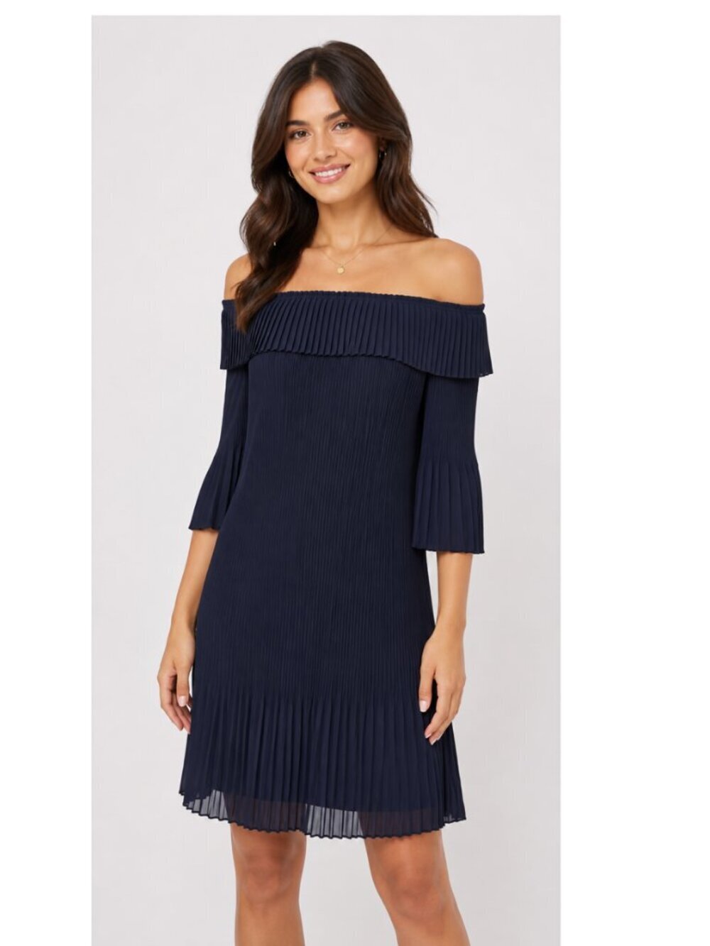 Ted Baker Blue Dress Pleated Mini Chiffon Size 4